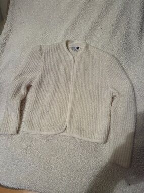 Women's Cream Open Front Knit Sweater Cardigan